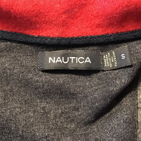 Nautica Quarter Zip Pullover Heather Blue Red - Picture 6 of 6